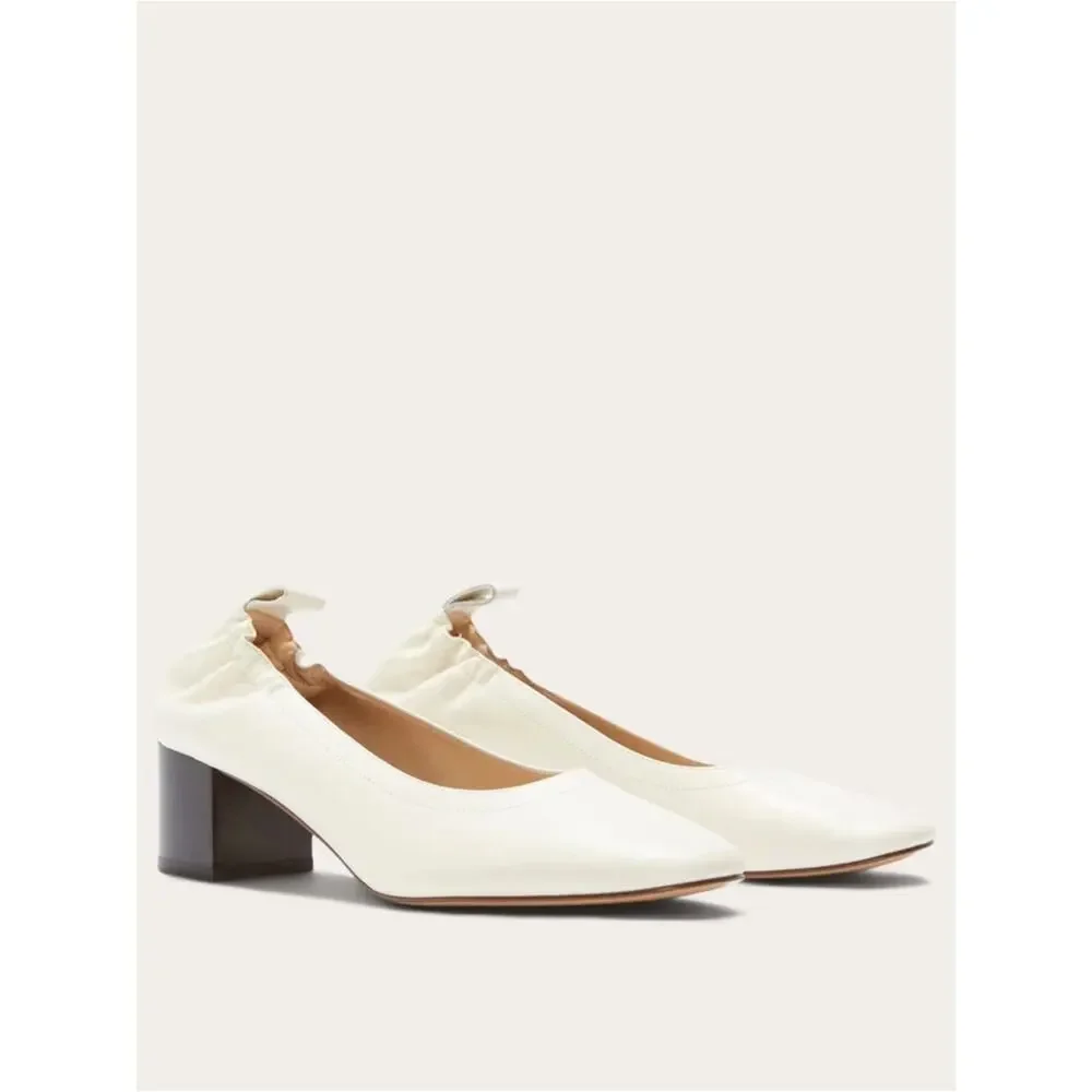 Everlane The Day Heel Bone Leather Block Heel Slip On Size 7.5 Sustainable NWOB - Picture 9 of 9